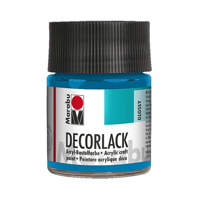 Marabu Dekorlack Cyan glasflaska, 50 ml. Blank och väderbeständig färg.