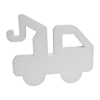 Lastbil med kran tillverkad av frigolit till pyssel och dekoration