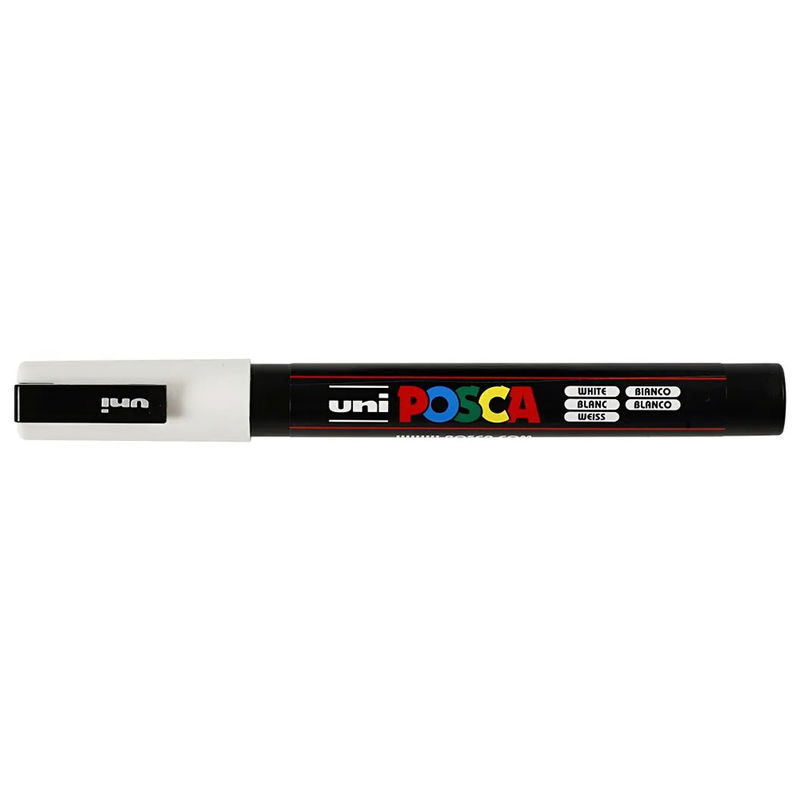 Posca PC-3M White med kork, stängd marker sedd från sidan