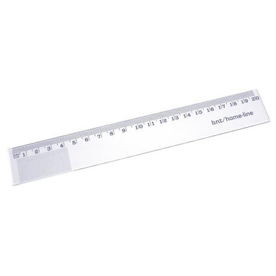 Linjal 20 cm i transparent PP-plast med mått i millimeter och centimeter