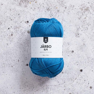 Järbo 8/4 50 gram. Påfågelblått bomullsgarn. 100% bomull.