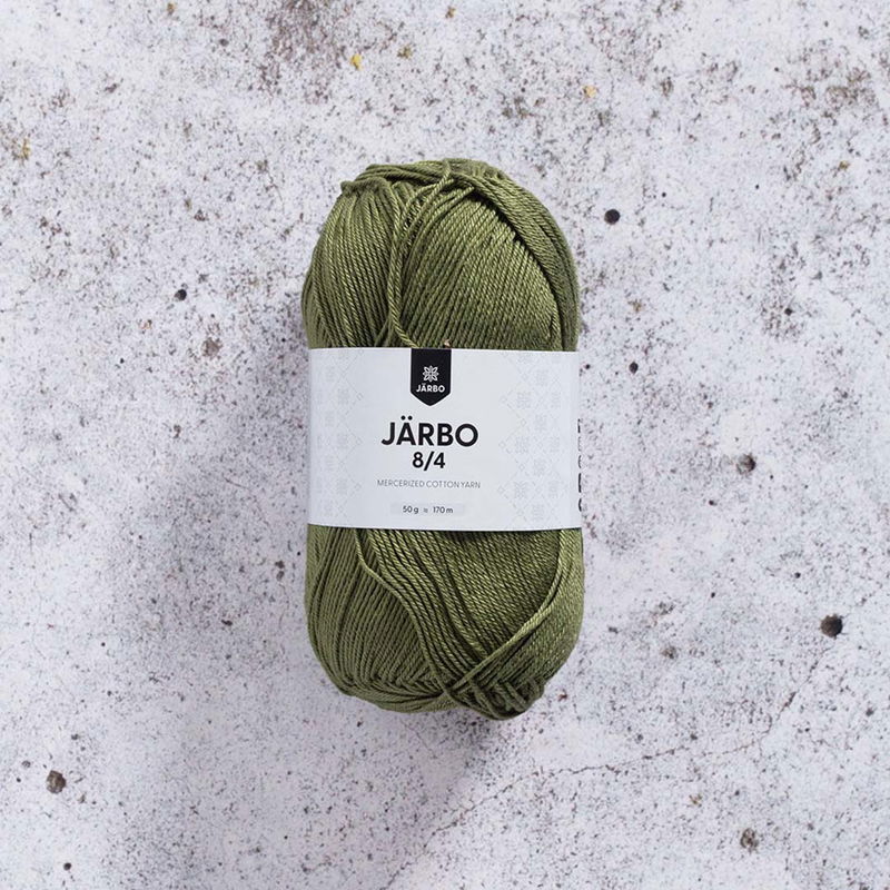 Järbo 8/4 50 gram. Djungelgrönt bomullsgarn. 100% bomull.