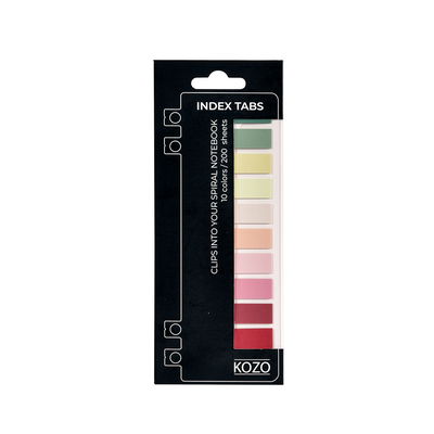 Förpackning med KOZO Indexflikar 200 st i 10 i färgskalan Blush