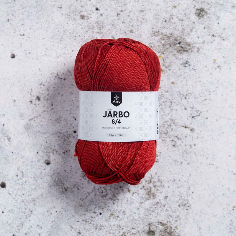 Järbo 8/4 50 gram. Vinröd bomullsgarn. 100% bomull.