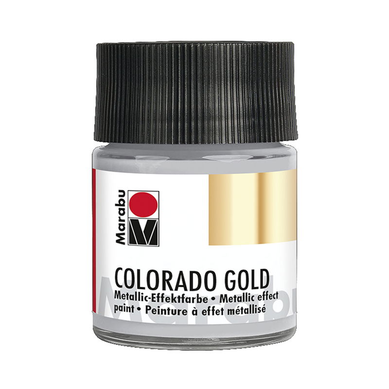 Marabu Colorado GOLD, metallicfärg i glasflaska. Färg Platinum