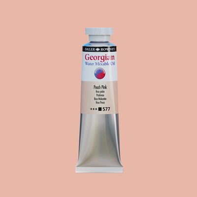 Georgian Water Mixable Oil Paint Peach Pink 37 ml vattenlöslig oljefärg i tub på bakgrund i samma färg
