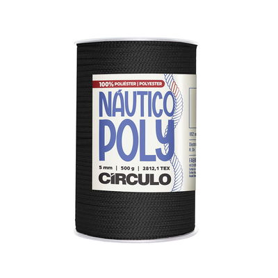 Circulo Náutico Poly 5 mm 500 g Black polyestergarn för väskor, korgar och makramé