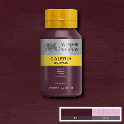 Flaska med 500 ml akrylfärg. Winsor & Newton Galeria Burgundy
