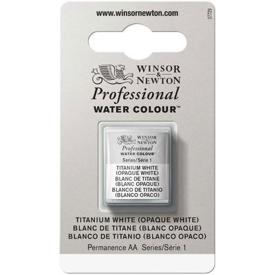 Förpackning med Winsor & Newton Professional akvarellfärg Titanium White halvkopp