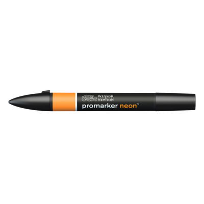 Winsor & Newton Promark Neon Radiant Orange NN OR marker med dubbelspets frilagd på vit bakgrund