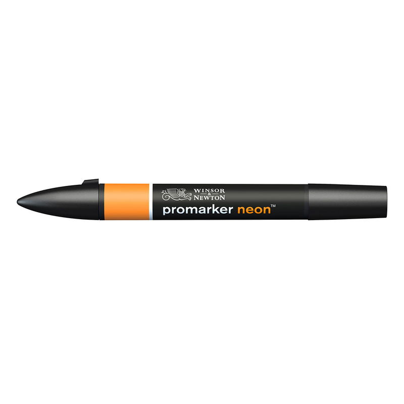 Winsor & Newton Promark Neon Radiant Orange NN OR marker med dubbelspets frilagd på vit bakgrund