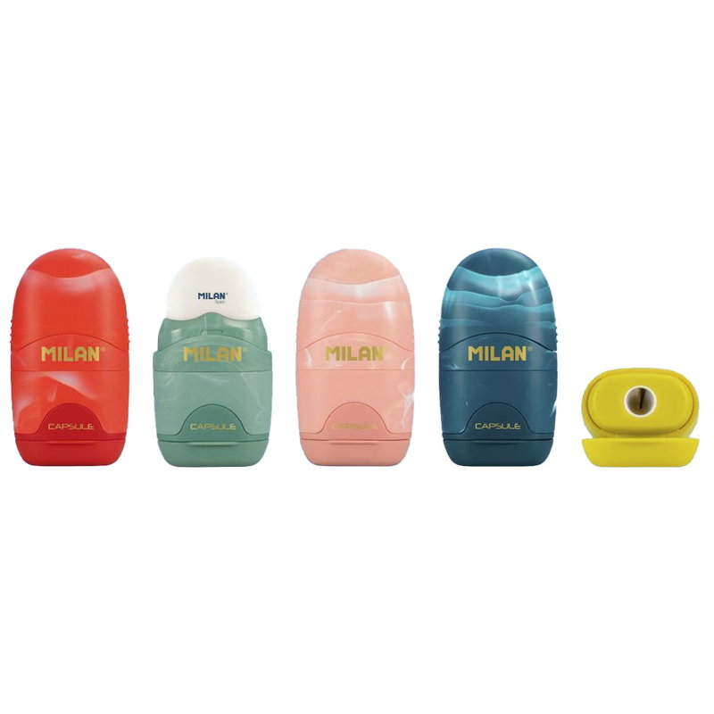 Milan Lava pennvässare och radergummi alla färger turkosgrön, blå, röd, gul och rosa