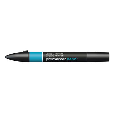 Winsor & Newton Promark Neon Volt Blue NN BL marker med dubbelspets frilagd på vit bakgrund