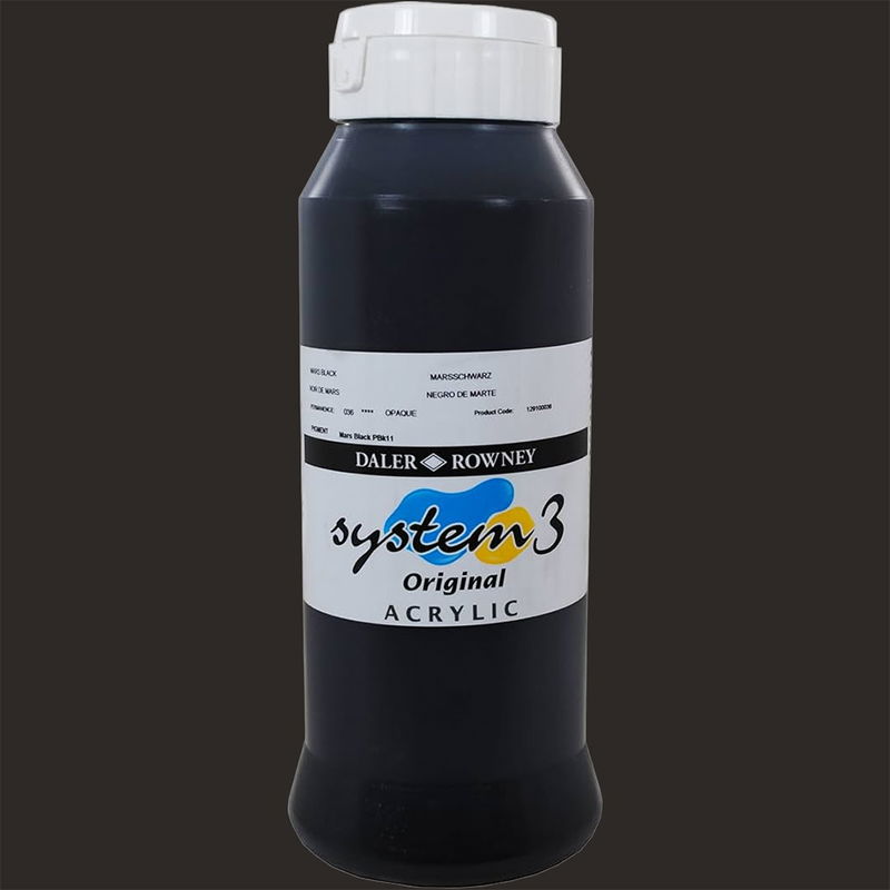 Akrylfärg i flaska System3 Acrylic Mars Black 036 1 liter med färgprov