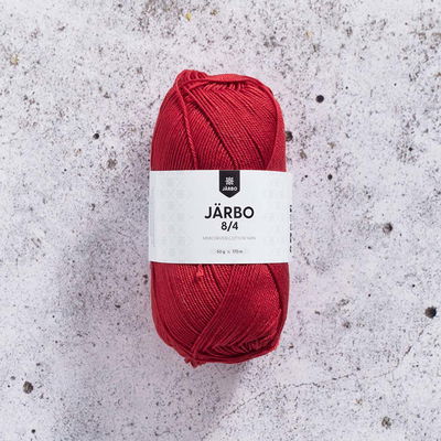 Järbo 8/4 50 gram. Röd bomullsgarn. 100% bomull.