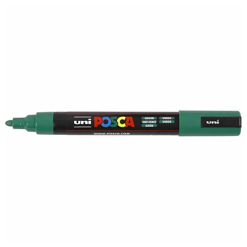 Posca PC-5M Green med spets synlig, öppen marker sedd från sidan