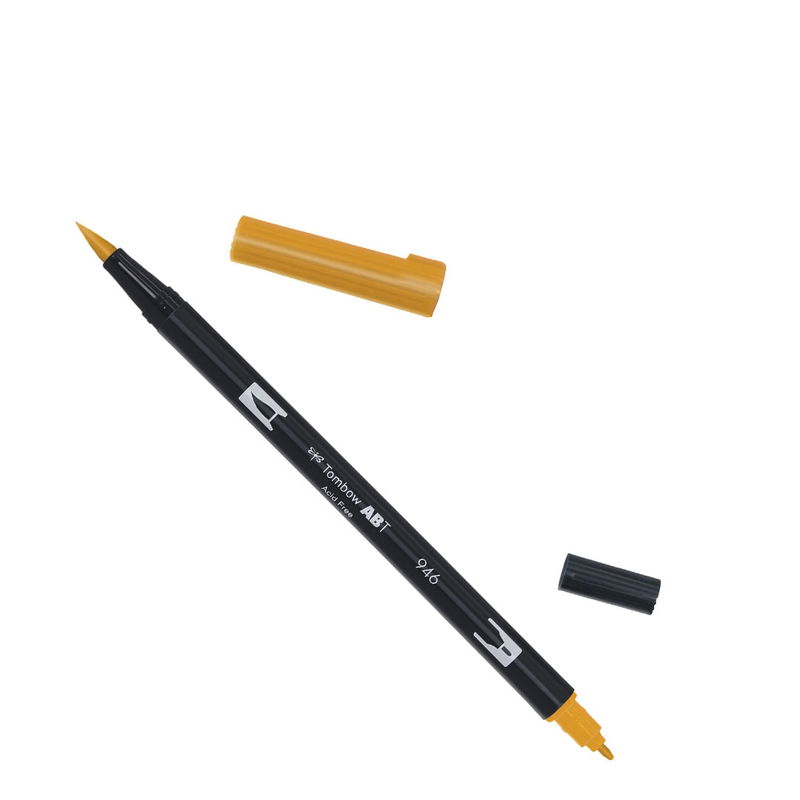 Tombow ABT Dual Brush, vattenbaserad penna med två spetsar, en fine och en brush, Gold Ochre 946