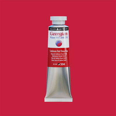 Georgian Water Mixable Oil Paint Cadmium Red Deep Hue 37 ml vattenlöslig oljefärg i tub på bakgrund i samma färg