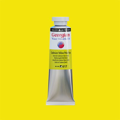 Georgian Water Mixable Oil Paint Cadmium Yellow Hue 37 ml vattenlöslig oljefärg i tub på bakgrund i samma färg
