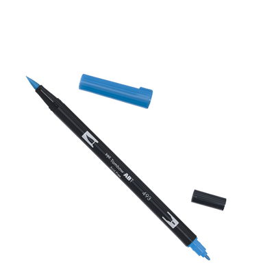 Tombow ABT Dual Brush, vattenbaserad penna med två spetsar, en fine och en brush, Reflex blue 493