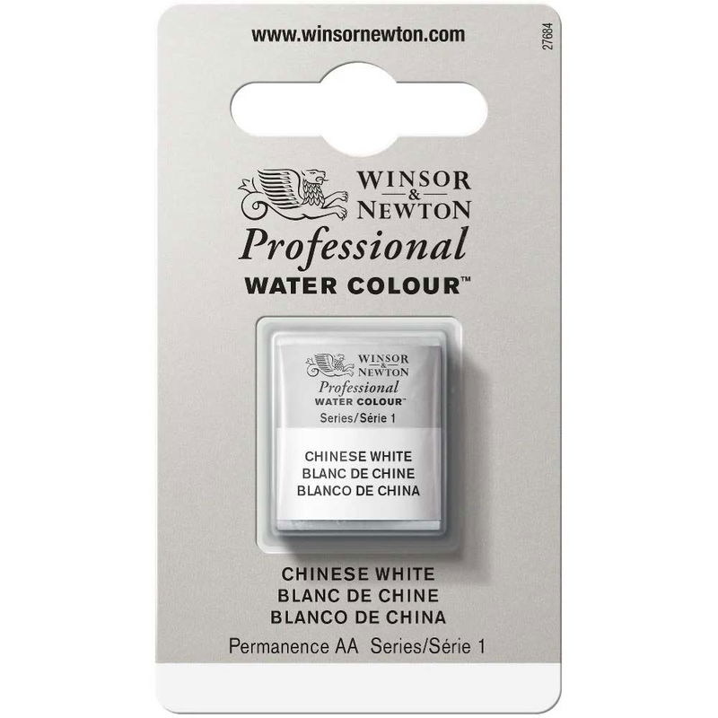 Förpackning med Winsor & Newton Professional akvarellfärg Chinese White halvkopp