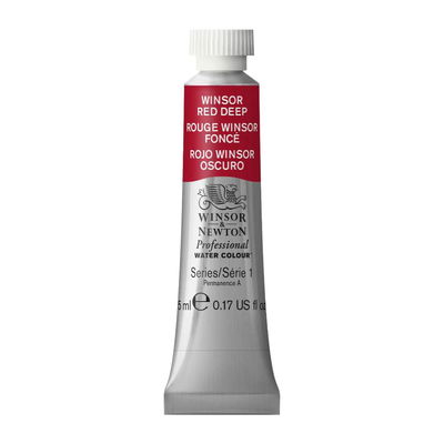 Förpackning med Winsor & Newton Professional akvarellfärg Winsor Red Deep 5 ml tub