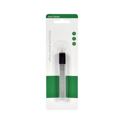 Brytblad 9 mm 10-pack säkerhetstub Brytblad 9 mm till brytkniv 10-pack i säkerhetstub