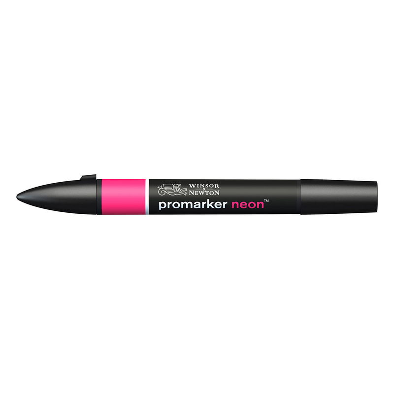 Winsor & Newton Promarker Neon Electric Pink NN PK marker med dubbelspets frilagd på vit bakgrund