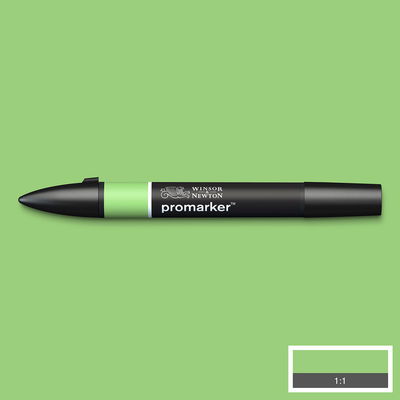 Winsor & Newton Promarker Apple G338 marker med färgprov och bakgrund i samma ton