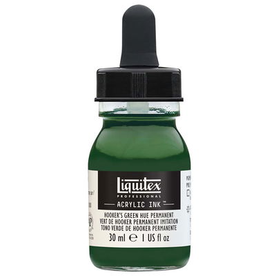 Flaska med pipett, Liquitex Professional Acrylic Ink 30 ml, Hooker’s Green Deep Hue Permanent