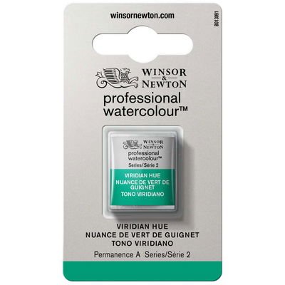 Förpackning med Winsor & Newton Professional akvarellfärg Viridian Hue halvkopp