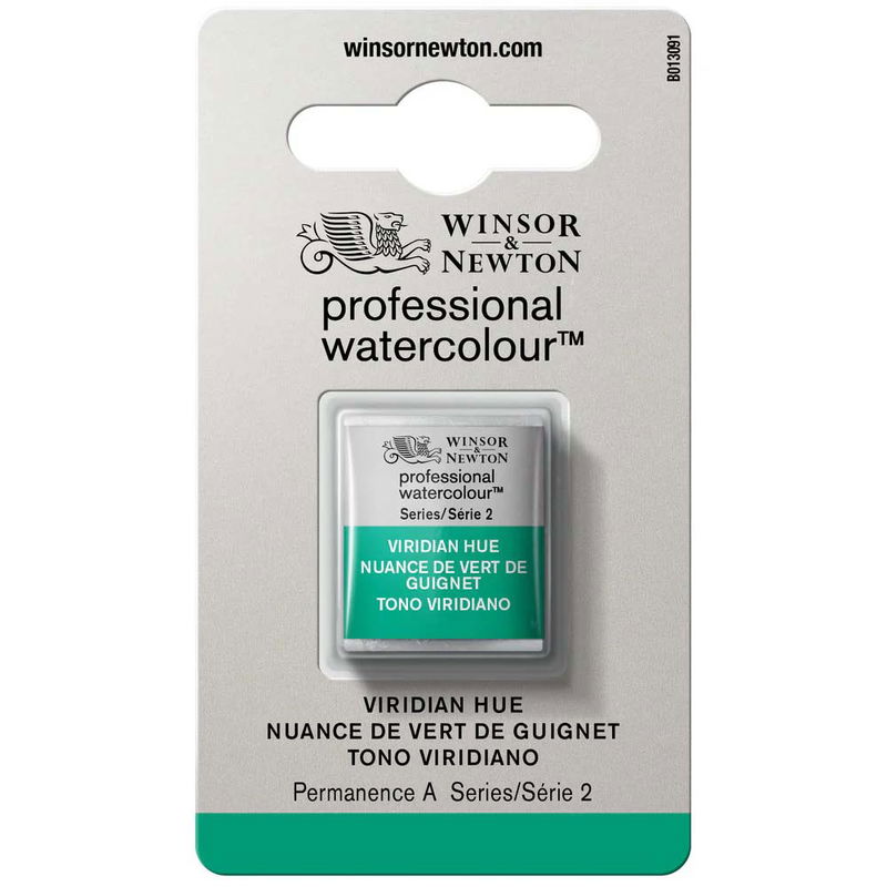 Förpackning med Winsor & Newton Professional akvarellfärg Viridian Hue halvkopp