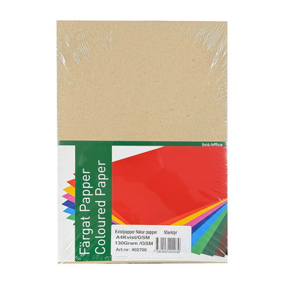Kvistpapper i A4, naturfärgat papper av returfiber i förpackning från bnt office