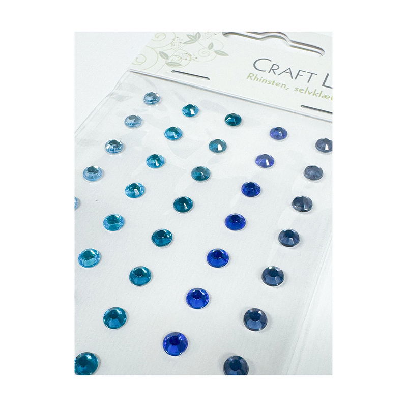 Blå självhäftande rhinestones 5 mm i mixade nyanser