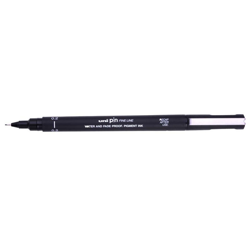 uni-pin fineliner, 0,2 Black. Ljusäkta och vattenresistent.