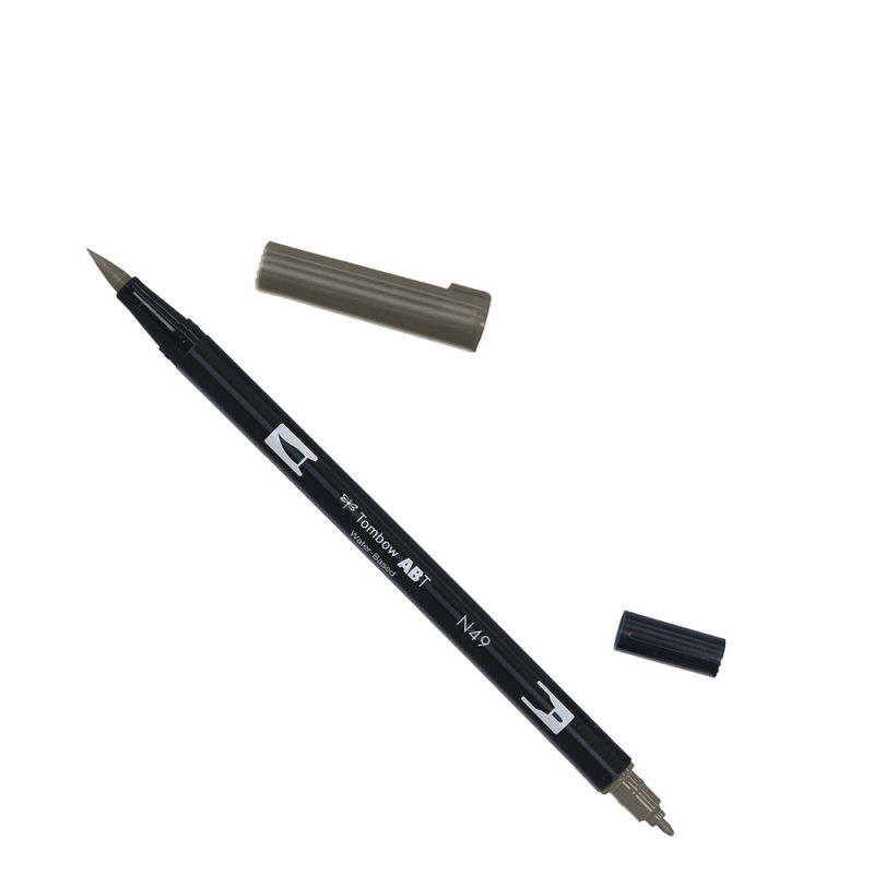 Tombow ABT Dual Brush, vattenbaserad penna med två spetsar, en fine och en brush, Warm Gray 8 N49