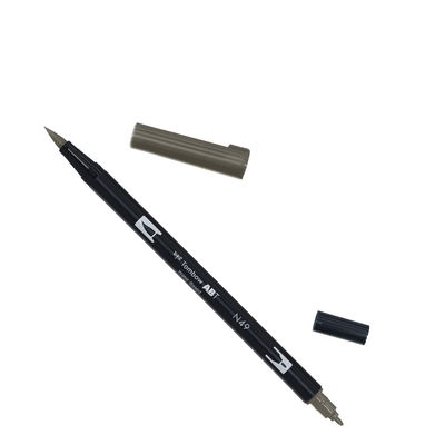 Tombow ABT Warm Gray 8 N49 Tombow ABT Dual Brush, vattenbaserad penna med två spetsar, en fine och en brush, Warm Gray 8 N49
