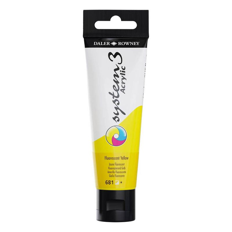 System3 Acrylic akrylfärg Fluorescent Yellow 681 i tub