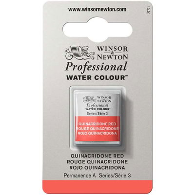 Förpackning med Winsor & Newton Professional akvarellfärg Quinacridone Red halvkopp