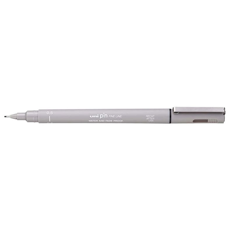 uni-pin fineliner, 0,5 Light Grey. Ljusäkta och vattenresistent.