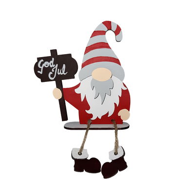 Tomte på kant med skylt DIY-kit Cria Tomte i trä med skylt att skriva eget meddelande på, DIY-kit att måla själv från Cria