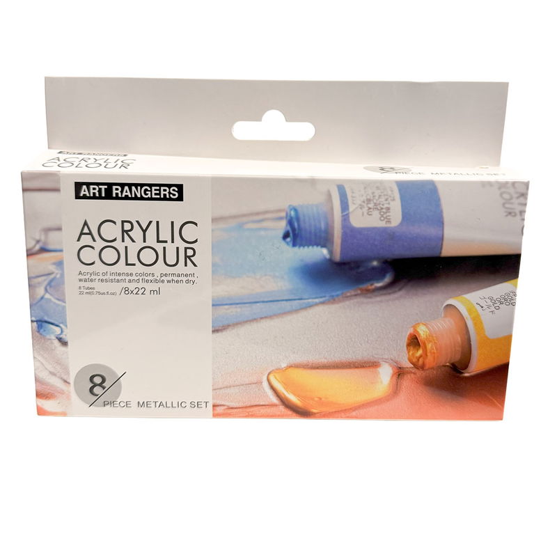 Förpackning Acrylic Colour Metallic akrylfärger 8x22 ml från Art Rangers