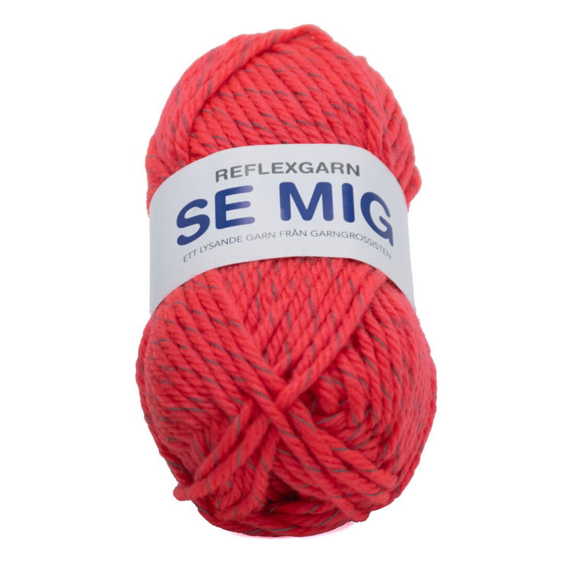Se Mig Reflexgarn Röd 50 g Se Mig Reflexgarn Röd 50 g med reflextråd för stickning och virkning