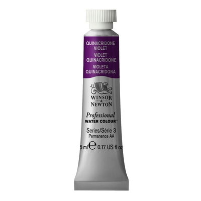 Förpackning med Winsor & Newton Professional akvarellfärg Quinacridone Violet 5 ml tub