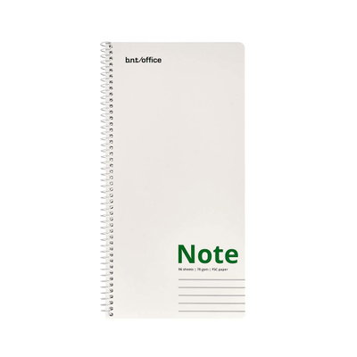 Smalt anteckningsblock bnt office Note med vit sidospiral, 96 ark linjerat FSC-papper i 70 g