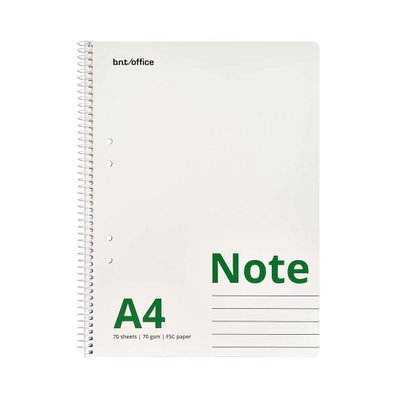 Kollegieblock bnt office Note A4 linjerat med sidospiral, 70 ark FSC-papper i 70 g