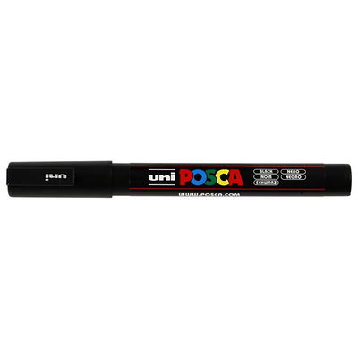 Posca PC-3M Black med kork, stängd marker sedd från sidan
