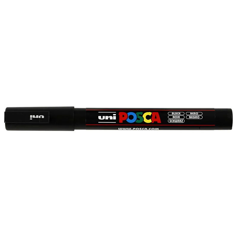 Posca PC-3M Black med kork, stängd marker sedd från sidan