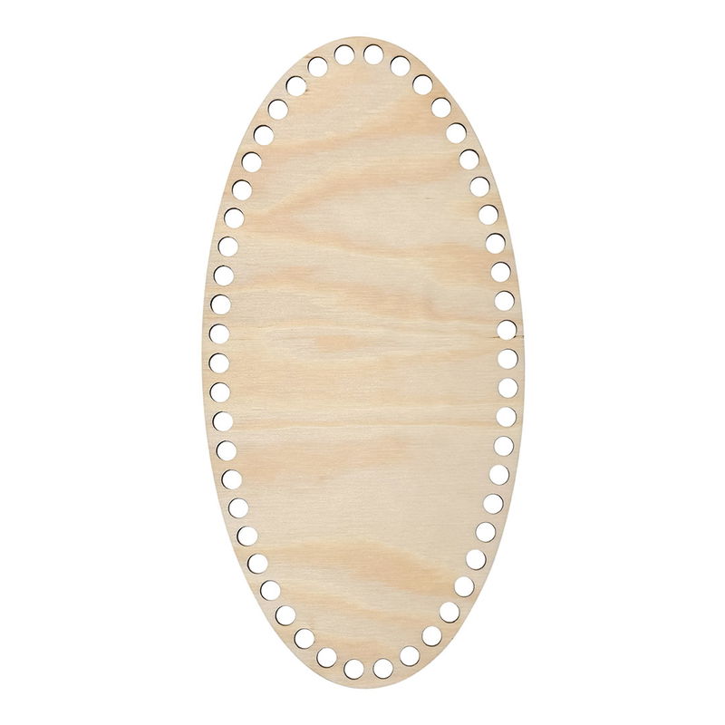 Smal oval bas till virkade korgar. Denna korgbotten har storleken 15x30 cm och är tillverkad i furu