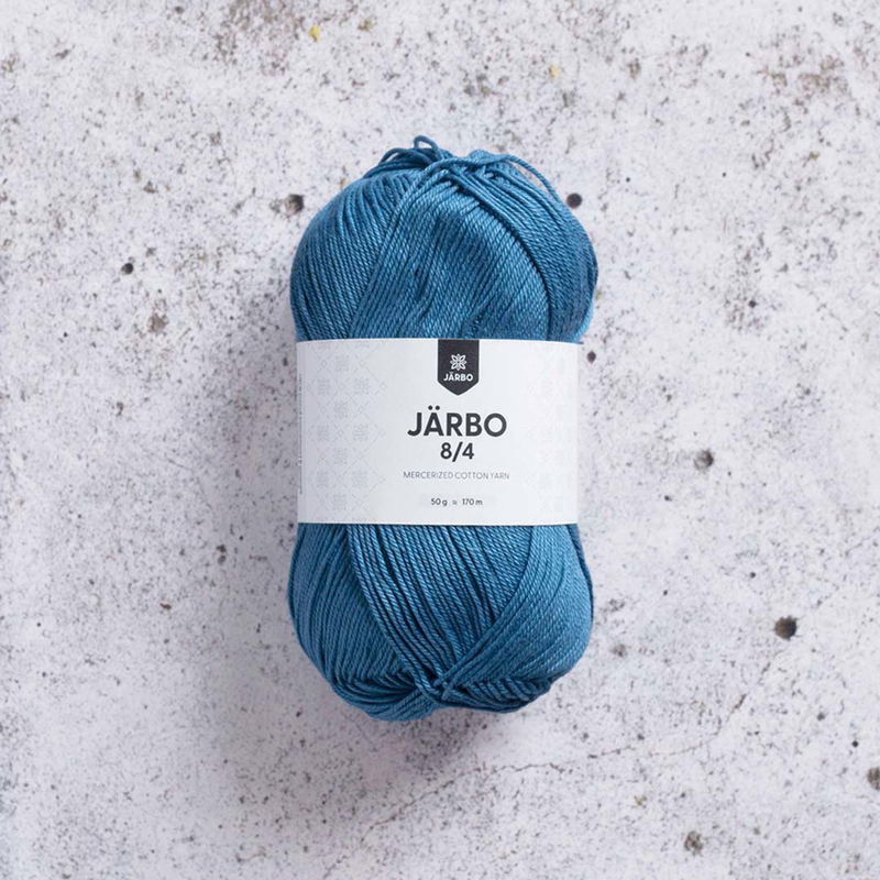Järbo 8/4 50 gram. Denimblå bomullsgarn. 100% bomull.